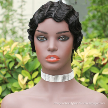 Short 100% Human Hair Pixie Cut Wigs Natural Human Wig Brazilian Hair Full Machine Made Finger Wave human wigs